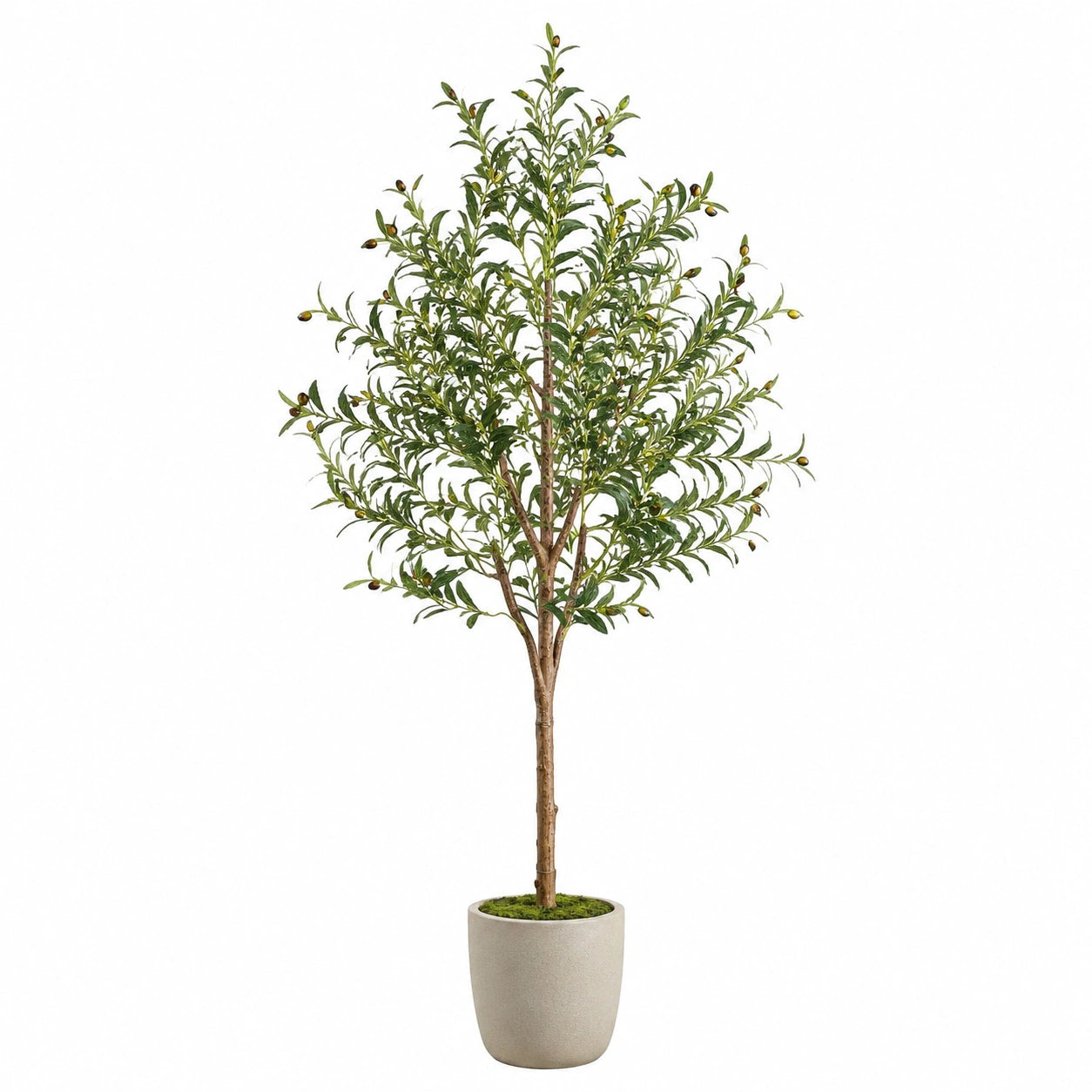 Olivier artificiel 180 cm en plastique vert avec pot décoratif pour intérieur