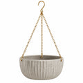 Jardinière suspendue 25 cm en ciment gris avec chaînes métalliques pour plantes style texturé