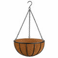 Jardinière suspendue 30 cm en métal noir et fibre de coco pour plantes extérieures