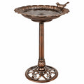 Bain d'oiseaux sur pied 50 cm en métal bronze décoratif pour jardin