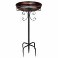 Bain d'oiseaux sur pied diamètre 45 cm en métal rouge noir pour jardin style vintage