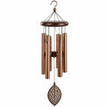 Carillon à vent 85 cm en métal cuivre et bois avec pendentif feuille décoratif