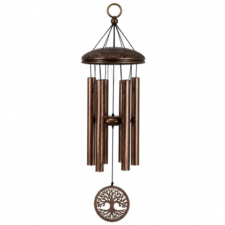 Carillon à vent 85 cm en métal bronze avec motif arbre décoratif
