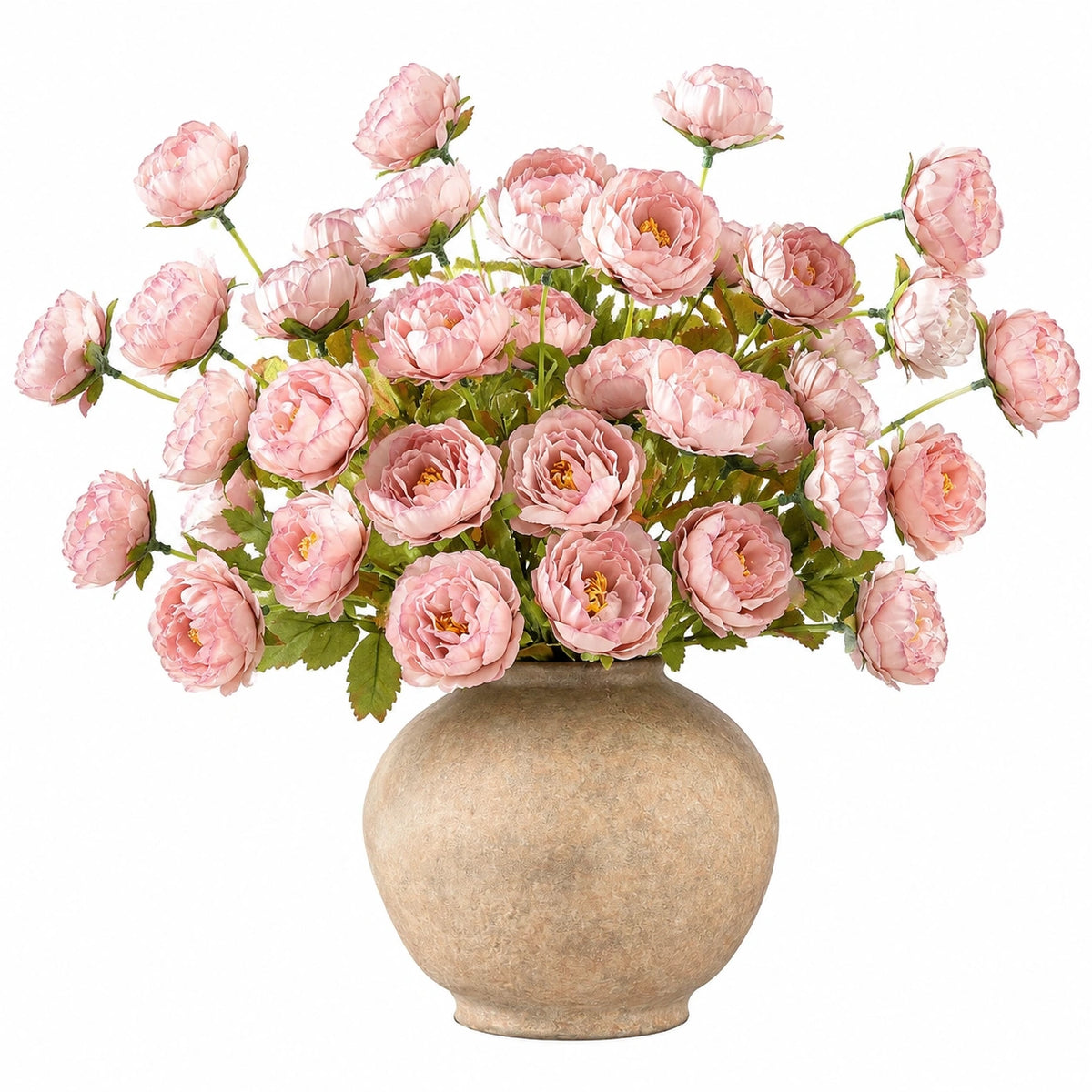 Plante artificielle en pot 65 cm pivoines roses en tissu décoration intérieure réaliste