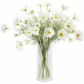 Bouquet de fleurs artificielles 70 cm blanc en textile style champêtre