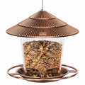 Mangeoire à oiseaux suspendue diamètre 26 cm métal et plastique transparent cuivre pour jardin