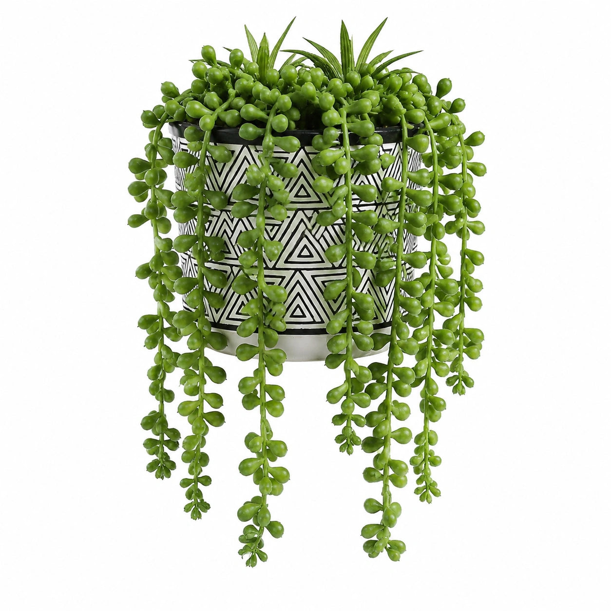 Plante verte artificielle retombante 55 cm en plastique vert avec pot décoratif style graphique