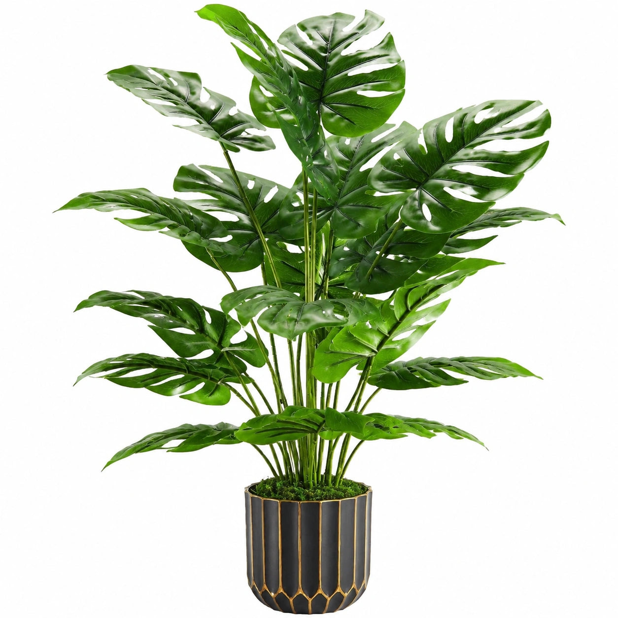 Plante verte artificielle Monstera 150 cm en plastique vert avec pot décoratif intérieur